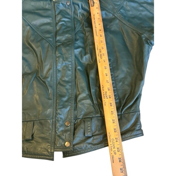 Vintage 80s Pelle Cuir Green Pine Leather Crop Jacket Sz S Small - Picture 6 of 15